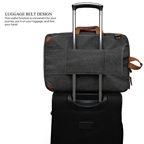 CoolBELL Mochila Convertible en Bolso de Hombro para Guardar Ordenadores portátiles. Maletín de Negocios Mochila de Viaje para Guardar Ordenadores portátiles de 17,3 Pulgadas (Negro en Lienzo)