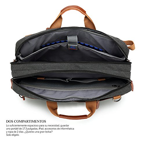 CoolBELL Mochila Convertible en Bolso de Hombro para Guardar Ordenadores portátiles. Maletín de Negocios Mochila de Viaje para Guardar Ordenadores portátiles de 17,3 Pulgadas (Negro en Lienzo)