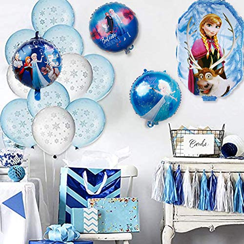 Copo de nieve Decoraciones para fiesta de cumpleaños - WENTS 8PCS Frozen Party Decoración de cumpleaños Globos Globo de papel de aluminio Globo de aire Decoración de cumpleaños para niños 18 pulgadas