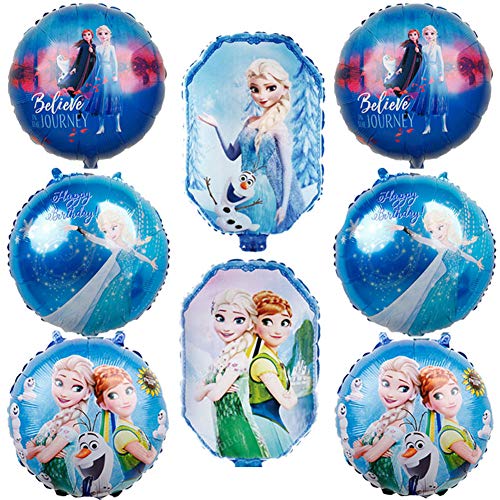 Copo de nieve Decoraciones para fiesta de cumpleaños - WENTS 8PCS Frozen Party Decoración de cumpleaños Globos Globo de papel de aluminio Globo de aire Decoración de cumpleaños para niños 18 pulgadas