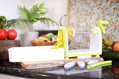Cortador de verduras en espiral compacto Twinzee - 5 cuchillas fácilmente intercambiables - Espiralizador de verduras de fácil uso para cortar frutas y verduras en espiral