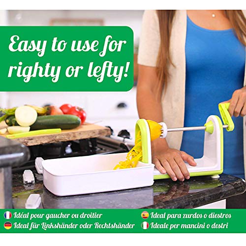 Cortador de verduras en espiral compacto Twinzee - 5 cuchillas fácilmente intercambiables - Espiralizador de verduras de fácil uso para cortar frutas y verduras en espiral