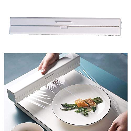 Cortador Para Film-Aluminio, Dispensador cortador de film de cocina de，Dispensador de Envoltura de Alimentos Plástico, Aluminio Pantalla Film Accesorio de Cocina Caja， Para Cocina (azul)