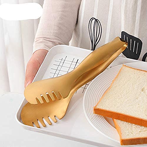 Cortadoras De Acero 1 Pieza Pinzas De Cocina Pinzas De Comida De Acero Inoxidable Pinza De Pan De Oro Clip De Ensalada Hornear Pasteles Barbacoa Buffet Pinzas