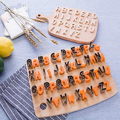 Cortadores Galletas,Letras Numeros Moldes Galletas Para Hornear De Acero Inoxidable Tartas Glaseado Fondant Decoración, Cookie Stencils Pancake de Galletas Herramientas Hornear, 37 Piezas (Plata)