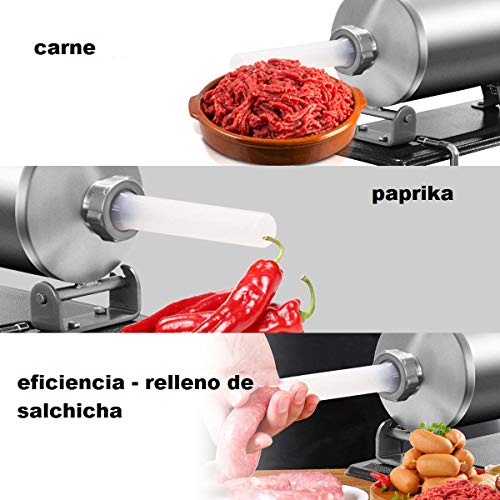 COSTWAY 4,8L Máquina de Salchichas Embutidos Manual de Acero Inoxidable con 4 Tubos de Llenado para Hogar Fiesta