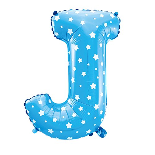 Cotigo-Globo Letra Foil Color Azul con Estrellas para Fiestas de Cumpleaños 40cm (J)