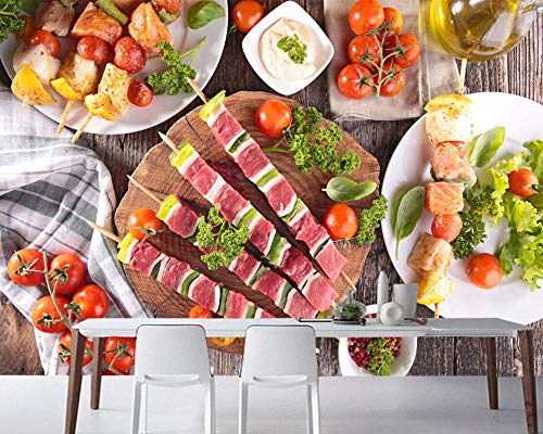 CQDSQN Papel pintado Productos cárnicos verduras comida comida rápida restaurante Mural 3D PVC Auto-adhesivo pegatinas de pared Moderno Arte Cartel Fotos Chico Chica Tema Escena Mural A(W)350x(H)256cm