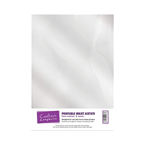 Crafter's Companion ACETPR001, Tarjeta imprimible, blanca, 100 micras, 8 piezas, acetato imprimible, 8 hojas