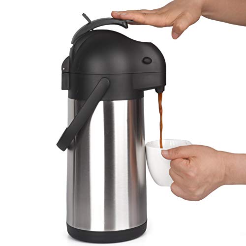 Cresimo 2.2 Litros Airpot Jarra térmica / Termo de acero inoxidable de palanca / 24 horas de retención de calor frío retención