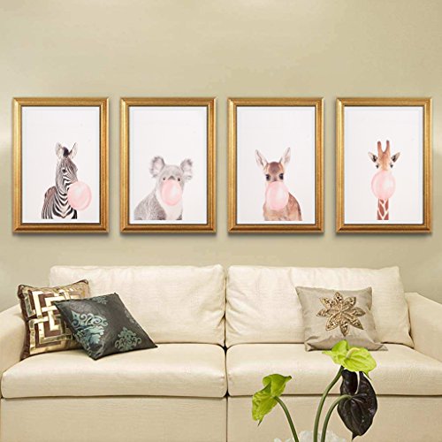 Cuadro De La Pared De La Pintura Al óleo De La Lona De 4 Paneles Cuadro del Arte De La Decoración - Chicle del Soplo Animal - B, 30cmx40cm