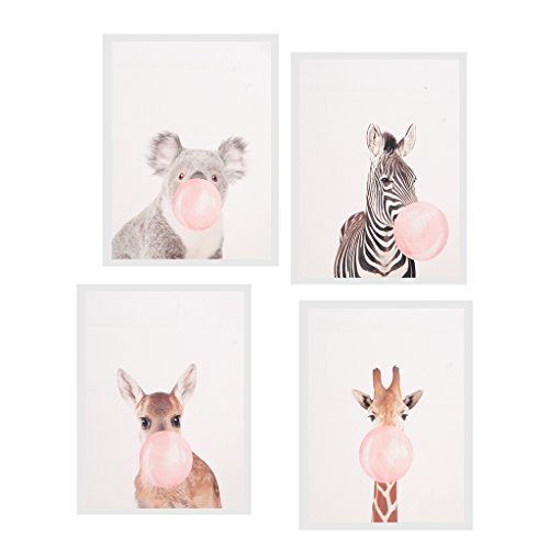 Cuadro De La Pared De La Pintura Al óleo De La Lona De 4 Paneles Cuadro del Arte De La Decoración - Chicle del Soplo Animal - B, 30cmx40cm