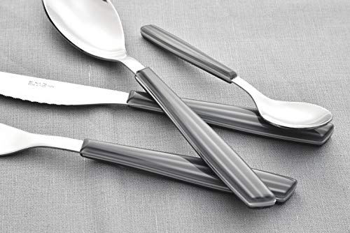 Cubertería Wave gris 432 de acero inoxidable 18/0, sin níquel, para 6 personas, 24 piezas