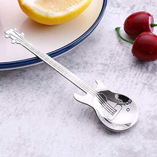 Cuchara de café de acero inoxidable AYOMI, té de postre aperitivo bistró pastel helado azúcar cucharas (guitarra)