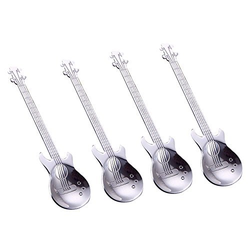 Cuchara de café de acero inoxidable AYOMI, té de postre aperitivo bistró pastel helado azúcar cucharas (guitarra)