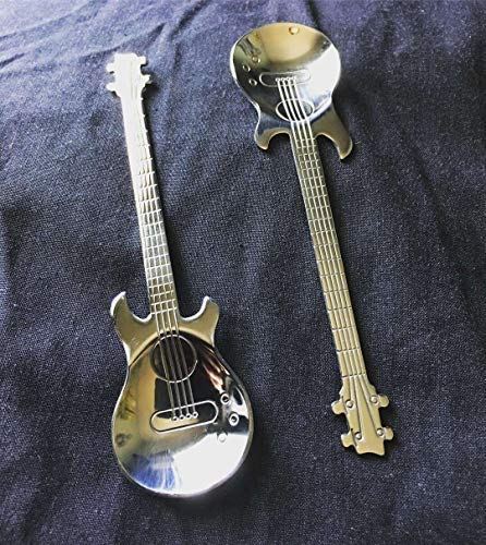 Cuchara de café de acero inoxidable AYOMI, té de postre aperitivo bistró pastel helado azúcar cucharas (guitarra)