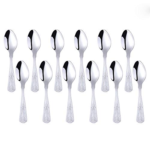 Cucharillas Buyer Star de 12 piezas, juego de cubiertos de plata de acero inoxidable 18/0, vajilla clásica, cubiertos para cafe restaurante