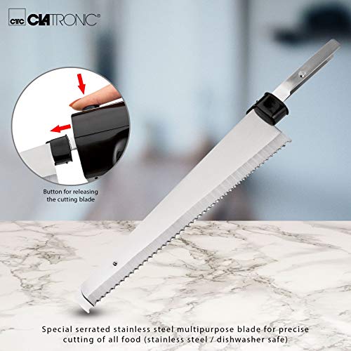 Cuchillo eléctrico de cocina para carne, cuchillo de cocina eléctrico para alimentos congelados (hoja de acero inoxidable, filo ondulado, cuchillo de pan, 120 W, negro)