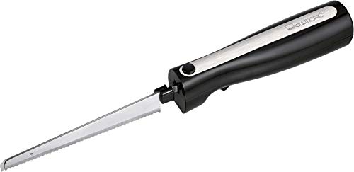Cuchillo eléctrico de cocina para carne, cuchillo de cocina eléctrico para alimentos congelados (hoja de acero inoxidable, filo ondulado, cuchillo de pan, 120 W, negro)