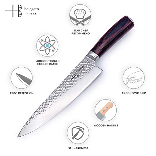 Cuchillos de chef japoneses Hajegato profesional de 8 pulgadas y cuchillo de cocina de 3.5 pulgadas, juego de cuchillos de cocina 7cr17,acero inoxidable alemán de alto carbono,2piezas sets
