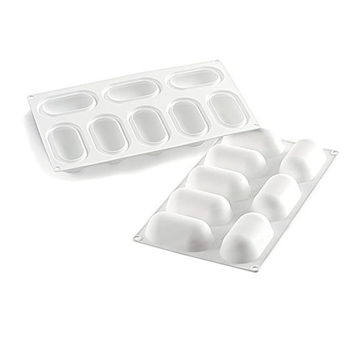 Cuisineonly - Molde de silicona con 8 huecos ovalados para repostería.