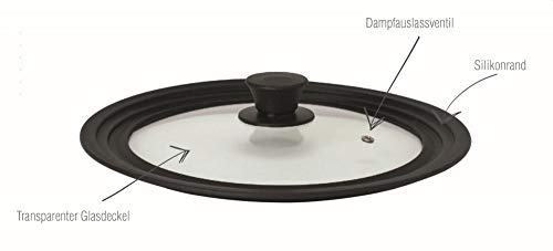 culinario - Tapa Universal para cacerolas y sartenes de Cristal con Borde de Silicona. Disponible en 2 tamaños