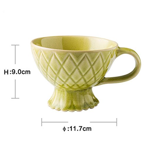 Cup 123 Vasos para té y café Vaso de Copa en Forma de piña 10 oz Taza de Porcelana Anti-Caliente Taza de café con Leche Taza de cerámica Taza de Agua Taza de Helado (Size : 11.7cm*9cm)
