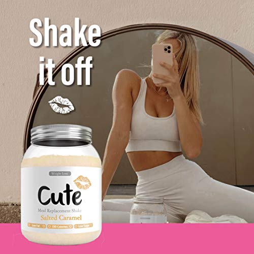 Cute Nutrition Batido Sustitutivo de Comida Sabor Caramelo Salado para el Control de la Pérdida de Peso en Polvo Bebida Dietética para Mujer Bote de 500 g