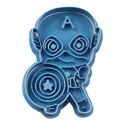 Cuticuter Capitan America Chibi Superheroes Cortador de Galletas, Azul, 8x7x1.5 cm