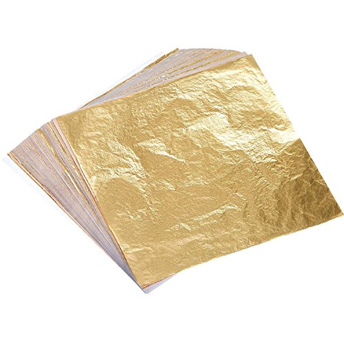 CZ Store-✮GARANTÍA DE POR VIDA✮- Pan de oro|14X14 CM|Pan de oro|Juego de 100|Hojas imitación de oro decoración/Artesanía/Bricolaje/Manualidades/ doradas-imitación de oro/ para niños y adultos