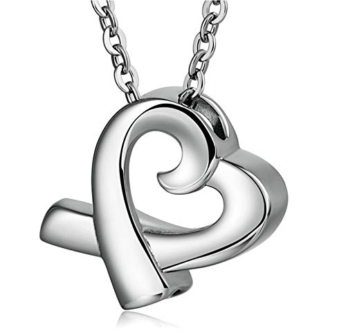 Daesar Colgantes en Acero Inoxidable Ceniza Corazón Colgante Collar Plata