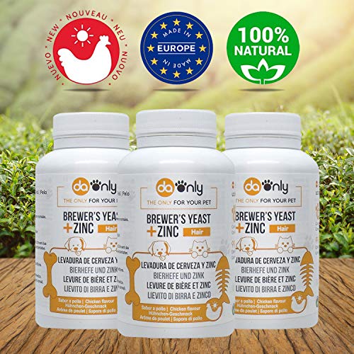 DAONLY Levadura de Cerveza + Zinc + Vitamina E para Perros y Gatos. Suplemento Nutricional para el Pelo, la Piel y Las Uñas de tu Mascota. Fuente Natural de vitaminas B.