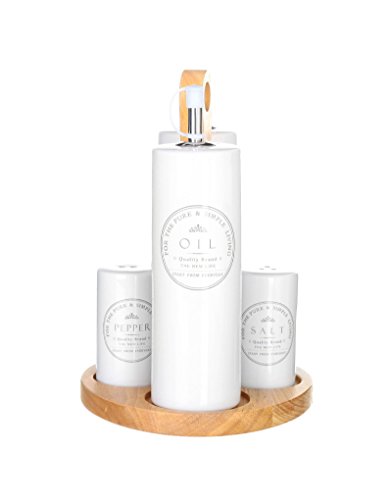 dcasa - Aceitera vinagrera junto salero y pimentero blanca de cerámica para cocina