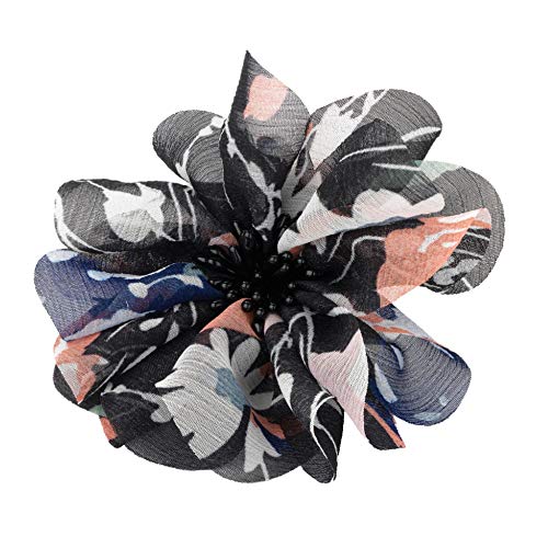 De gran tamaño de color negro arranview flor Floral con texto en inglés para el cabello con corte a capas y pico Color de nieve formando un conjunto de cinta estándar velo