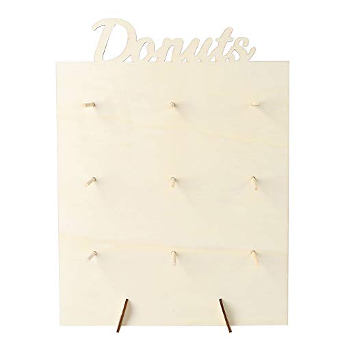 Decdeal Donut Wall Candy- Soporte de donuts con capacidad para 9 donuts. Decoración de madera para casa, bodas, entregas, fiestas de cumpleaños, fiesta de bebés