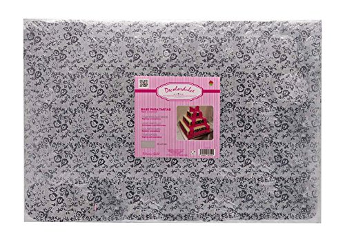 DeColorDulce SG2215 Base Tartas, Carton y Papel, Plateado, 35x25x3 cm