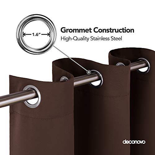 Deconovo Cortinas Salón Opacas Modernas Térmicas Aislante Decorativas con Ojales 2 Piezas 140x175cm Chocolate