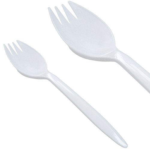 Decor Service Cuchara de Tenedor, plástico, Blanco, 14 cm