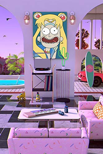 Decoración moderna para el hogar, lista para colgar de 30,5 x 40,6 cm, diseño de robots de Rick and Morty,
