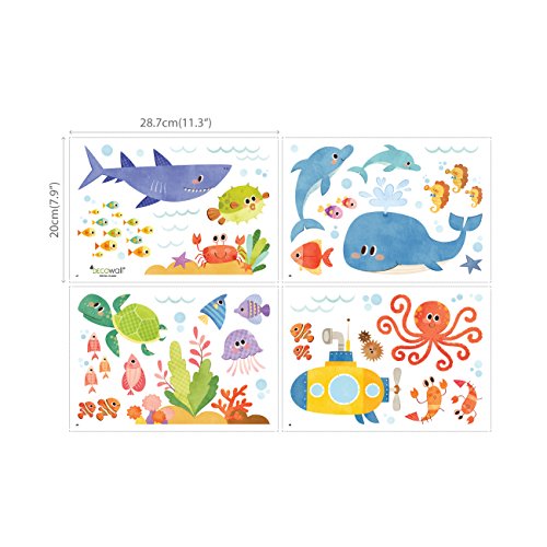 DECOWALL DS-8009 Aventura en el Mar Vinilo Pegatinas Decorativas Adhesiva Pared Dormitorio Salón Guardería Habitación Infantiles Niños Bebés (Pequeña)