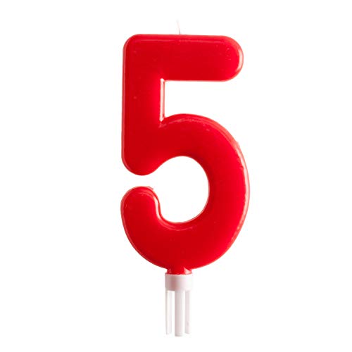 Dekora 345282 Vela De Cumpleaños Gigantes Número 5, Rojo, 15 Cm