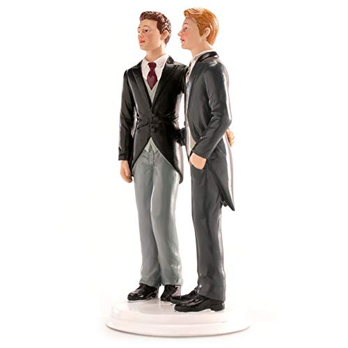 Dekora- Decoracion tartas de boda - Figuras de Novios 2 Chicos 20 cm, Color blanco (305008)