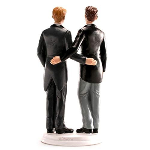 Dekora- Decoracion tartas de boda - Figuras de Novios 2 Chicos 20 cm, Color blanco (305008)