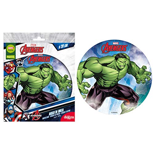Dekora- Decoracion Tartas de Cumpleaños Infantiles en Disco de Oblea de Hulk-20 cm (114402)