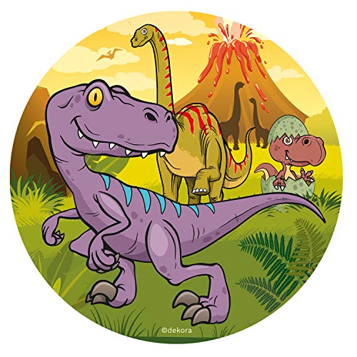 Dekora - Disco Comestible de Dinosaurio para Decoración de Tartas de Cumpleaños - 20 cm (236028)