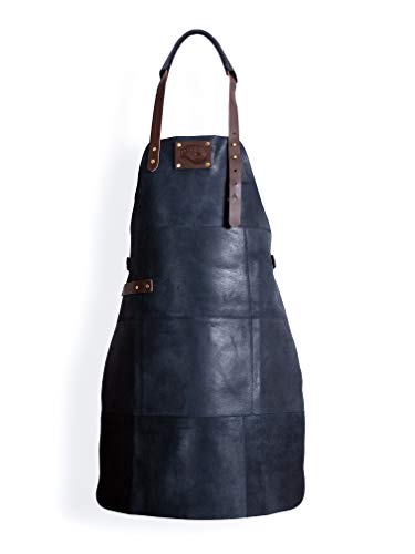 Delantal de Piel Lujoso - Negro - Delantal para barbacoas - Delantal para Barman - Delantal para la Fiesta de los Padres - Delantal para Hombres - Delantal para Abuelo - 81 cm *56 cm