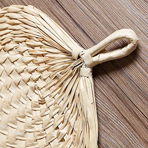 Delleu Abanicos Naturales de Rafia,Hoja Entera,Abanico, Exquisita artesanía de Verano