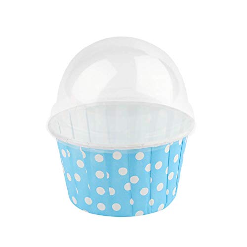 Denkerm Cupcake Liners Paper, Muffin Cases Cup, Food Grade Elegant Mini Round for Wedding Baby Shower Holiday Party(Blue)