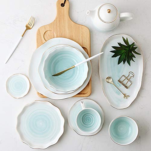 Desconocido Generic Vajilla Diaria de cerámica Phnom Penh Steak Plate Coffee Cup Plato Verde Medio 20CM