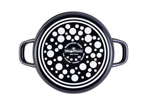 Desconocido Magefesa Dolomiti Olla 24 cm de Acero esmaltado con Tapa, Antiadherente Multicapa Efecto Piedra, Color Exterior. Apta para Todo Tipo de cocinas incluida inducción, Gris Marengo, 24